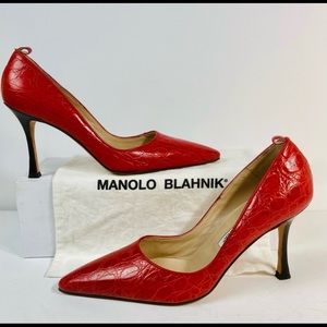 Manolo Blahniks, Red, Alligator Leather